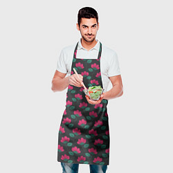 Фартук кулинарный Темный паттерн с розовыми цветами, цвет: 3D-принт — фото 2