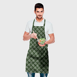 Фартук кулинарный Паттерн снежинки тёмно-зелёный, цвет: 3D-принт — фото 2