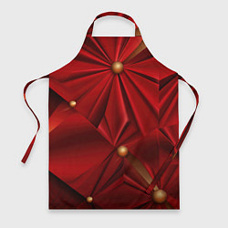 Фартук кулинарный Красный материал со складками, цвет: 3D-принт