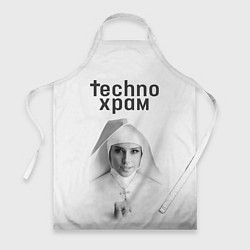 Фартук кулинарный Techno храм монашка улыбается, цвет: 3D-принт