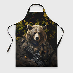 Фартук кулинарный Медведь солдат в ночном лесу, цвет: 3D-принт
