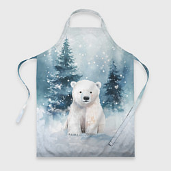 Фартук кулинарный Белый медвежонок в лесу, цвет: 3D-принт