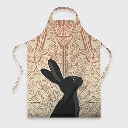 Фартук кулинарный Чёрный кролик с узорами, цвет: 3D-принт