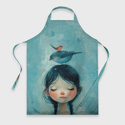 Фартук кулинарный Девочка с птицами, цвет: 3D-принт