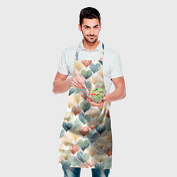 Фартук кулинарный Разноцветные нарисованные сердечки, цвет: 3D-принт — фото 2
