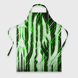 Фартук кулинарный Зелёные неоновые полосы на чёрном фоне, цвет: 3D-принт