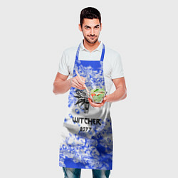 Фартук кулинарный Ведьмак 2077 краски голубые, цвет: 3D-принт — фото 2