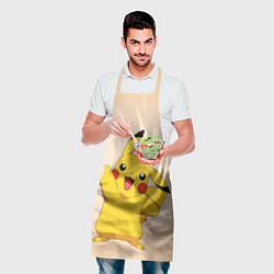 Фартук кулинарный Пикачу на бежевом фоне, цвет: 3D-принт — фото 2