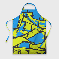 Фартук кулинарный Жёлто-голубая графика, цвет: 3D-принт