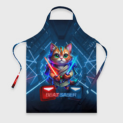 Фартук кулинарный Beat Saber кот музыкальный джедай, цвет: 3D-принт
