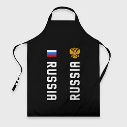 Фартук кулинарный Россия три полоски на черном фоне, цвет: 3D-принт