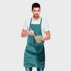 Фартук кулинарный Бирюзовый в полоску, цвет: 3D-принт — фото 2