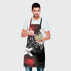 Фартук кулинарный Митсубиси на фоне граффити и брызг красок, цвет: 3D-принт — фото 2