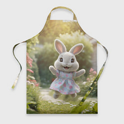 Фартук кулинарный Забавный белый кролик в платье, цвет: 3D-принт