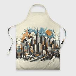 Фартук кулинарный Рисунок города с небоскребами, цвет: 3D-принт