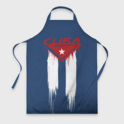 Фартук кулинарный Кубинский флаг на синем фоне, цвет: 3D-принт
