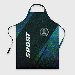 Фартук кулинарный Saab sport glitch blue, цвет: 3D-принт