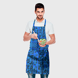 Фартук кулинарный Синие фигуры с эффектом рыбьего глаза, цвет: 3D-принт — фото 2