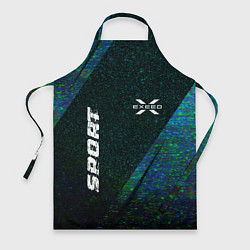Фартук кулинарный Exeed sport glitch blue, цвет: 3D-принт