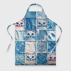 Фартук Кошки на пэчворк джинсах паттерн
