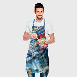 Фартук кулинарный Авангардный джинсовый пэчворк - нейросеть, цвет: 3D-принт — фото 2