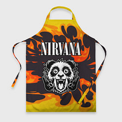 Фартук кулинарный Nirvana рок панда и огонь, цвет: 3D-принт