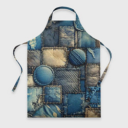 Фартук кулинарный Denim patchwork - ai art, цвет: 3D-принт