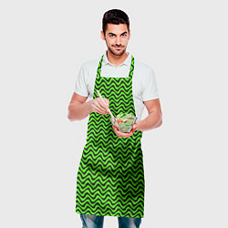 Фартук кулинарный Искажённые полосы кислотный зелёный, цвет: 3D-принт — фото 2