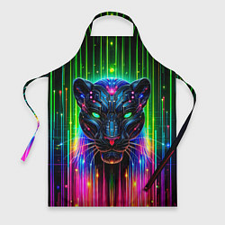 Фартук кулинарный Неоновая цифровая пантера, цвет: 3D-принт