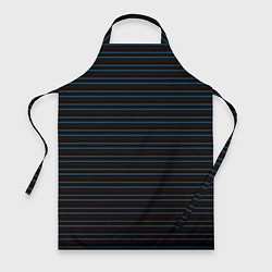 Фартук кулинарный Чёрный в сине-красную полоску, цвет: 3D-принт