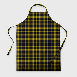 Фартук кулинарный Чёрный с жёлтыми полосами шотландка, цвет: 3D-принт