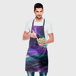 Фартук кулинарный Неоновые лучи на фиолетовом фоне, цвет: 3D-принт — фото 2
