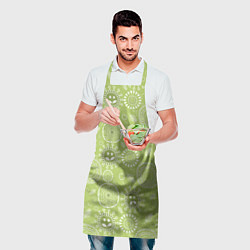 Фартук кулинарный Зеленый цветочный - паттерн смайлики, цвет: 3D-принт — фото 2