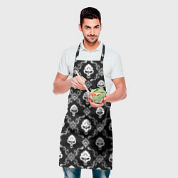 Фартук кулинарный Черепа текстурным орнаментом, цвет: 3D-принт — фото 2