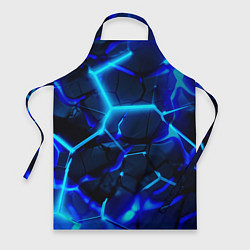 Фартук Яркие голубые неоновые плиты в разломе