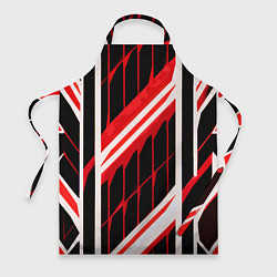 Фартук кулинарный Red and white lines on a black background, цвет: 3D-принт