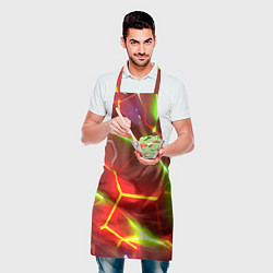 Фартук кулинарный Неоновые красные плиты с ярким светом, цвет: 3D-принт — фото 2