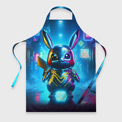 Фартук кулинарный Neon cyber Pikachu made of metal steel - ai art, цвет: 3D-принт