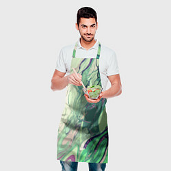 Фартук кулинарный Зелёный стилизованный абстракция, цвет: 3D-принт — фото 2
