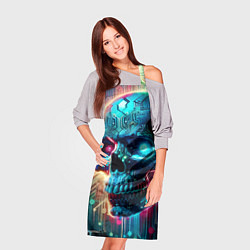 Фартук кулинарный Cool cyber skull - neon glow, цвет: 3D-принт — фото 2