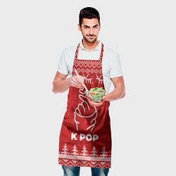 Фартук кулинарный Новогодний K Pop с оленями, цвет: 3D-принт — фото 2