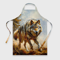Фартук кулинарный Волк в осеннем лесу, цвет: 3D-принт