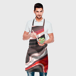 Фартук кулинарный Волнистые горизонтальные чёрно-красные полосы на б, цвет: 3D-принт — фото 2