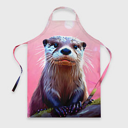 Фартук кулинарный Выдра в розовом цвете, цвет: 3D-принт