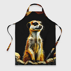 Фартук кулинарный Сурикат на черном, цвет: 3D-принт