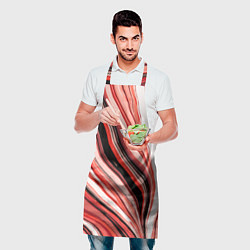 Фартук кулинарный Волнистые вертикальные чёрно-красные полосы, цвет: 3D-принт — фото 2