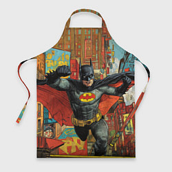 Фартук кулинарный Бэтмен на фоне города, цвет: 3D-принт