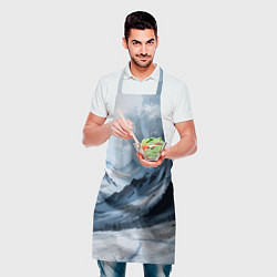 Фартук кулинарный Зимний горный пейзаж маслом, цвет: 3D-принт — фото 2