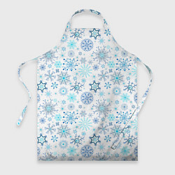Фартук кулинарный Бирюзовые снежинки, цвет: 3D-принт