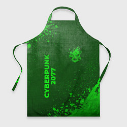 Фартук кулинарный Cyberpunk 2077 - green gradient вертикально, цвет: 3D-принт